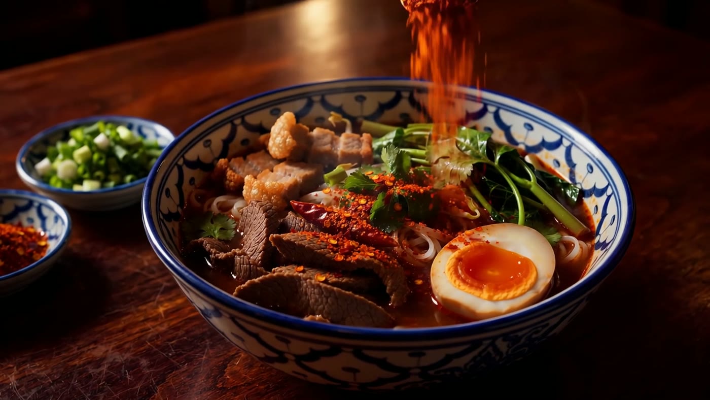 ก๋วยเตี๋ยวเรือต้มยำพริกคั่วโบราณ